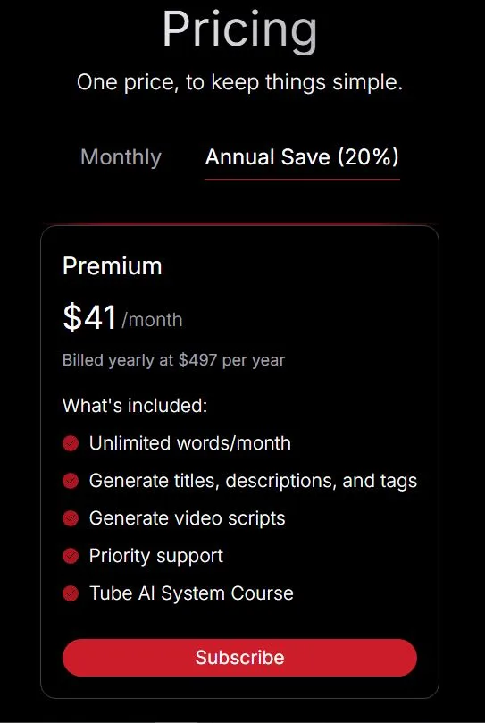 TubeMagic Checkout Page
